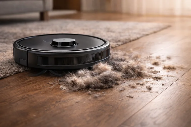 Saugroboter nimmt Tierhaare und Staub vom Boden auf